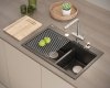 Quadron MARC 120 WORKSTATION GraniteQ zlewozmywak 2-komorowy 760*500*235 mm pure carbon + syfon push to open + dozownik + deska + wkładka / elementy złote HQC7650U7PVDG1